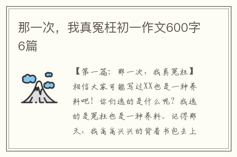 那一次，我真冤枉初一作文600字6篇