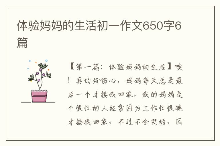 体验妈妈的生活初一作文650字6篇