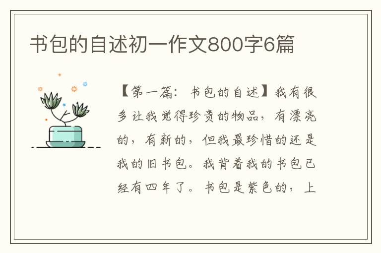 书包的自述初一作文800字6篇