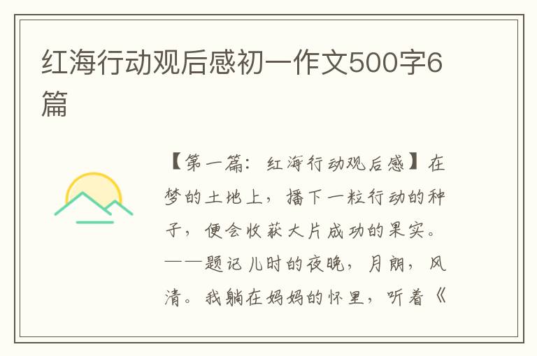 红海行动观后感初一作文500字6篇