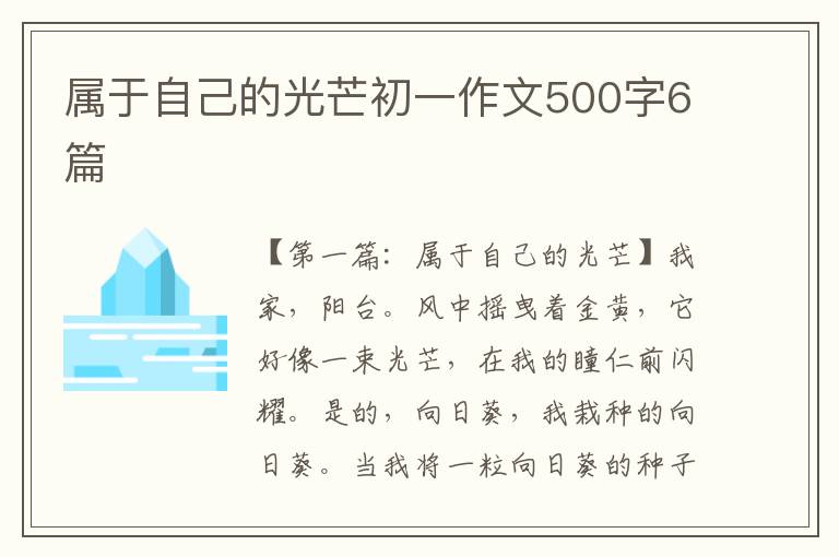 属于自己的光芒初一作文500字6篇