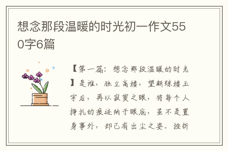 想念那段温暖的时光初一作文550字6篇