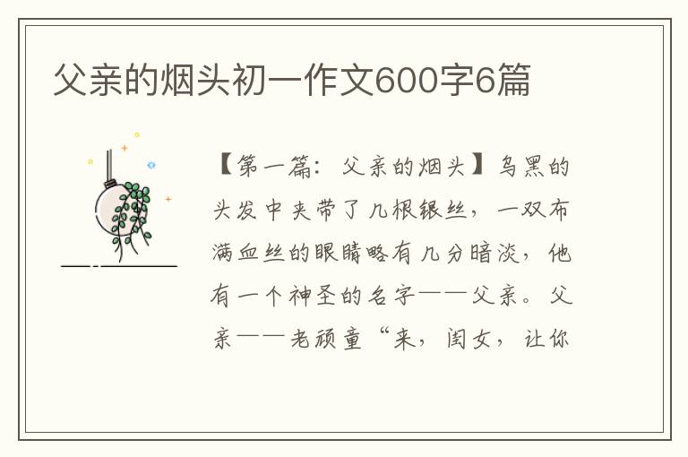 父亲的烟头初一作文600字6篇