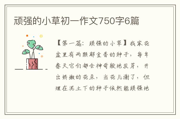 顽强的小草初一作文750字6篇