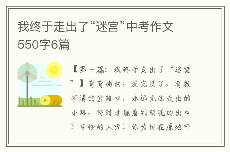 我终于走出了“迷宫”中考作文550字6篇