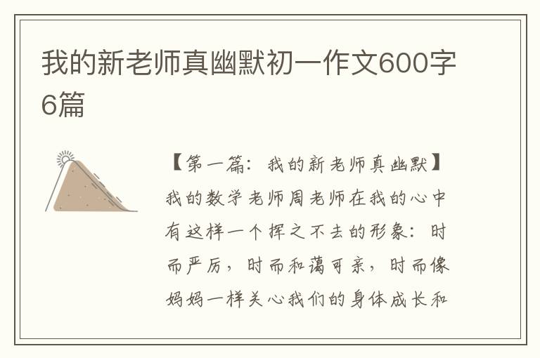 我的新老师真幽默初一作文600字6篇