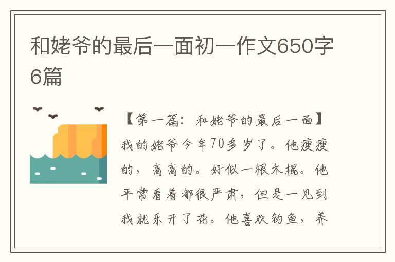 和姥爷的最后一面初一作文650字6篇