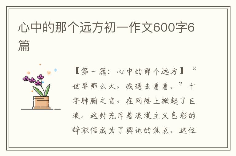 心中的那个远方初一作文600字6篇