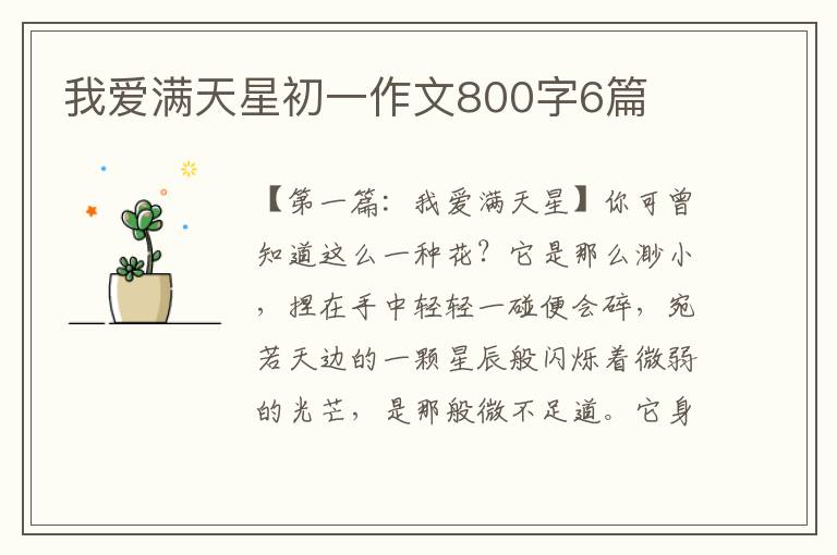 我爱满天星初一作文800字6篇