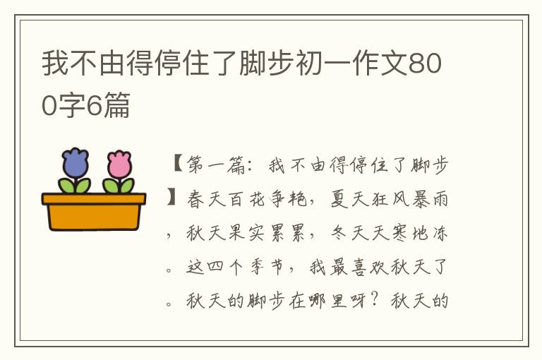 我不由得停住了脚步初一作文800字6篇