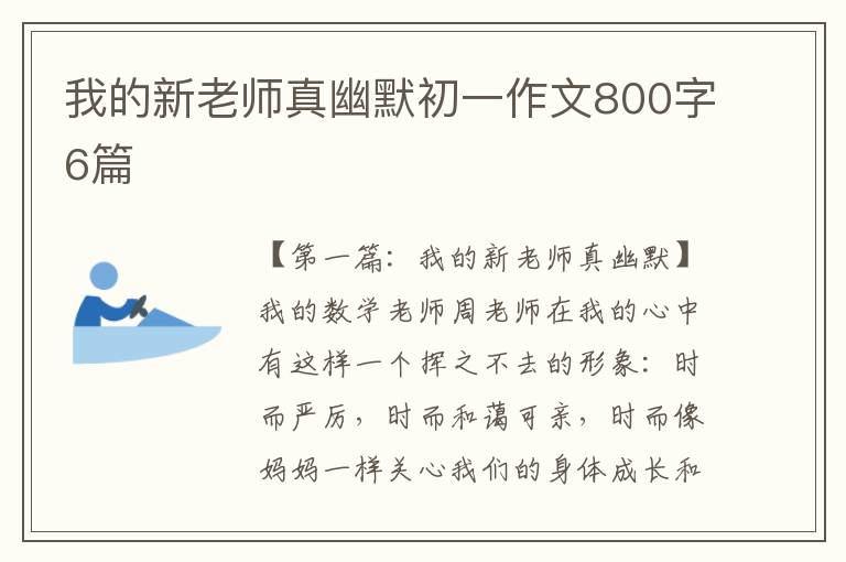 我的新老师真幽默初一作文800字6篇