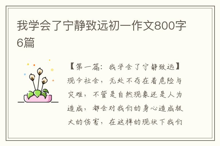 我学会了宁静致远初一作文800字6篇