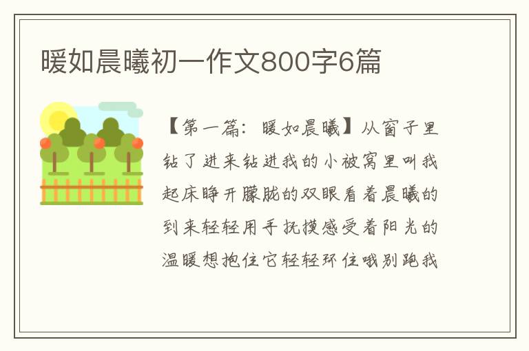 暖如晨曦初一作文800字6篇