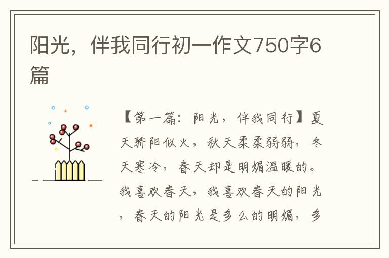 阳光，伴我同行初一作文750字6篇