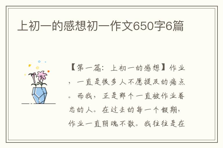 上初一的感想初一作文650字6篇