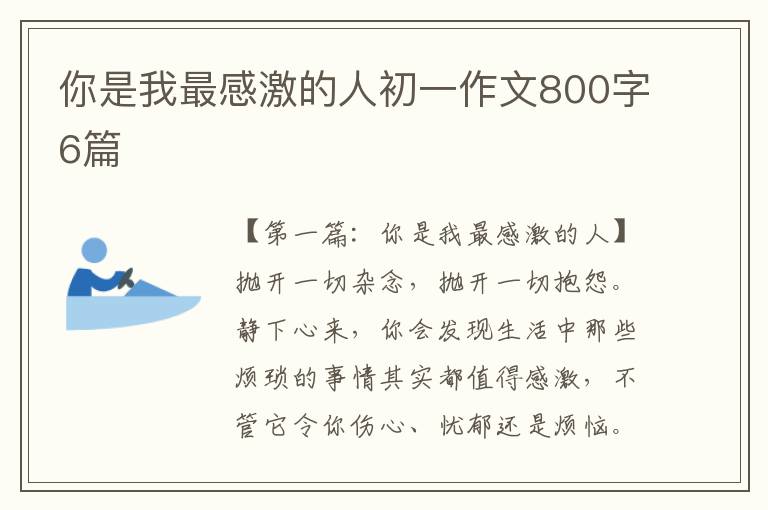 你是我最感激的人初一作文800字6篇