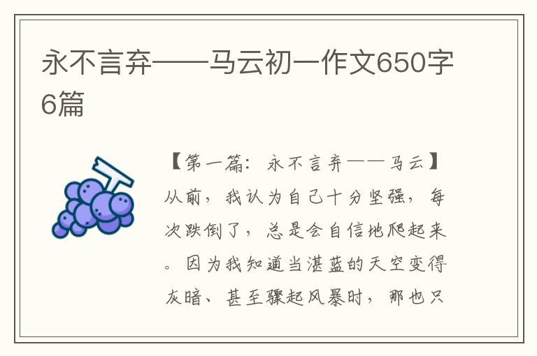 永不言弃——马云初一作文650字6篇