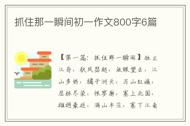 抓住那一瞬间初一作文800字6篇