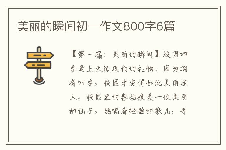 美丽的瞬间初一作文800字6篇