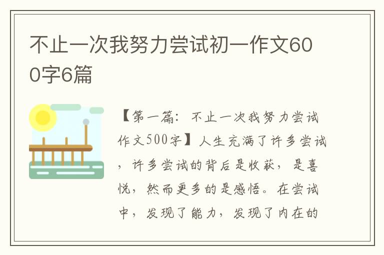 不止一次我努力尝试初一作文600字6篇