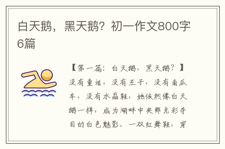 白天鹅，黑天鹅？初一作文800字6篇