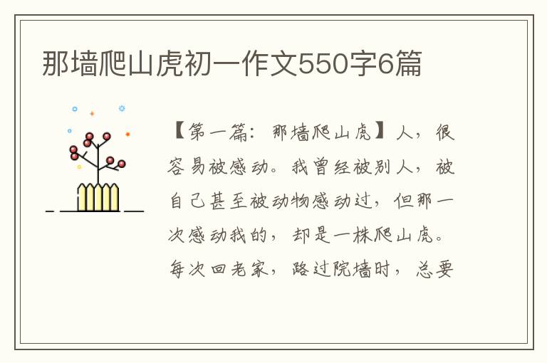 那墙爬山虎初一作文550字6篇