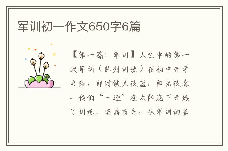 军训初一作文650字6篇