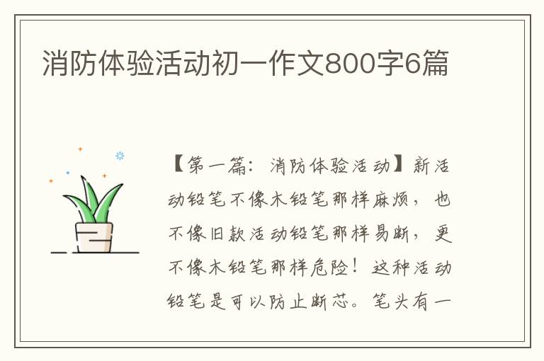 消防体验活动初一作文800字6篇