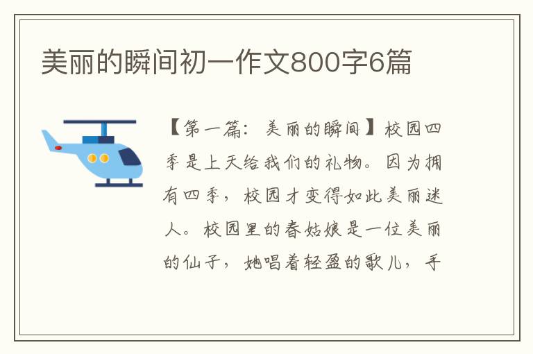 美丽的瞬间初一作文800字6篇