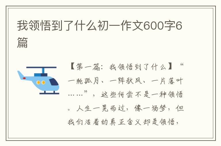 我领悟到了什么初一作文600字6篇