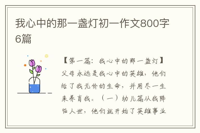 我心中的那一盏灯初一作文800字6篇