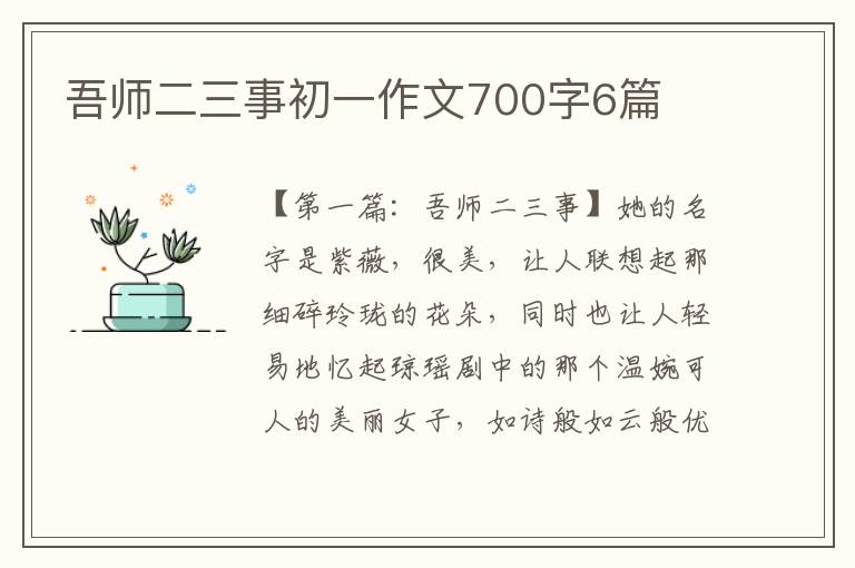 吾师二三事初一作文700字6篇