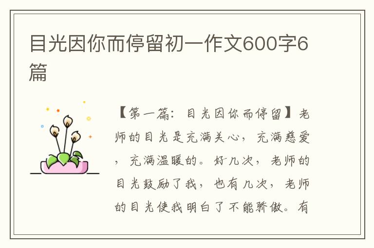 目光因你而停留初一作文600字6篇