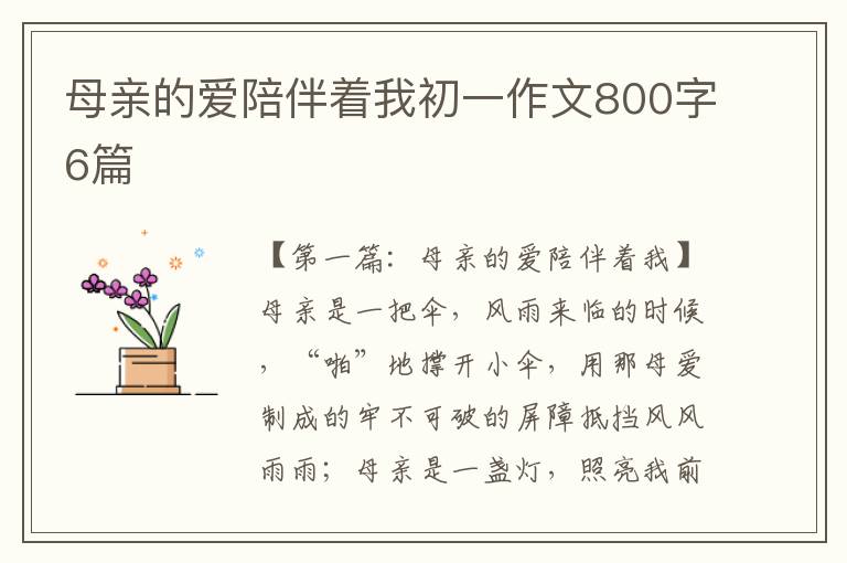 母亲的爱陪伴着我初一作文800字6篇