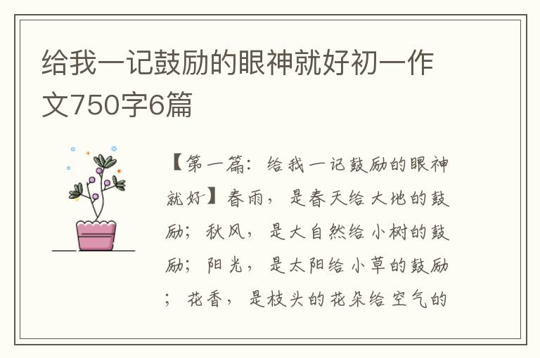 给我一记鼓励的眼神就好初一作文750字6篇