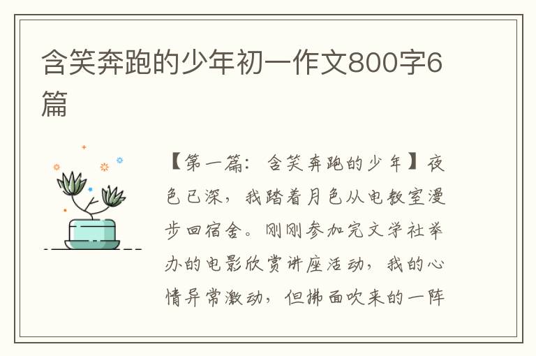 含笑奔跑的少年初一作文800字6篇