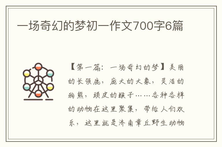 一场奇幻的梦初一作文700字6篇