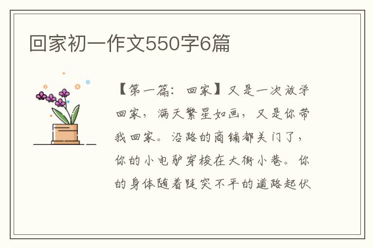 回家初一作文550字6篇