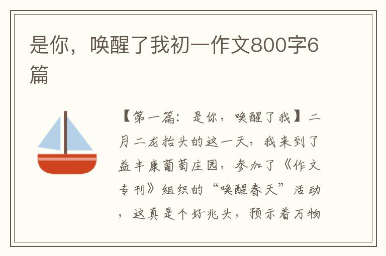 是你，唤醒了我初一作文800字6篇