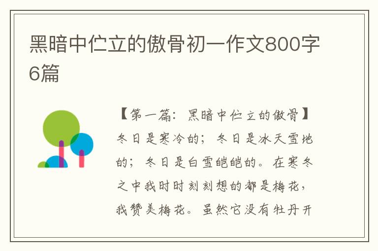 黑暗中伫立的傲骨初一作文800字6篇