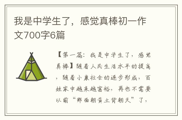 我是中学生了，感觉真棒初一作文700字6篇