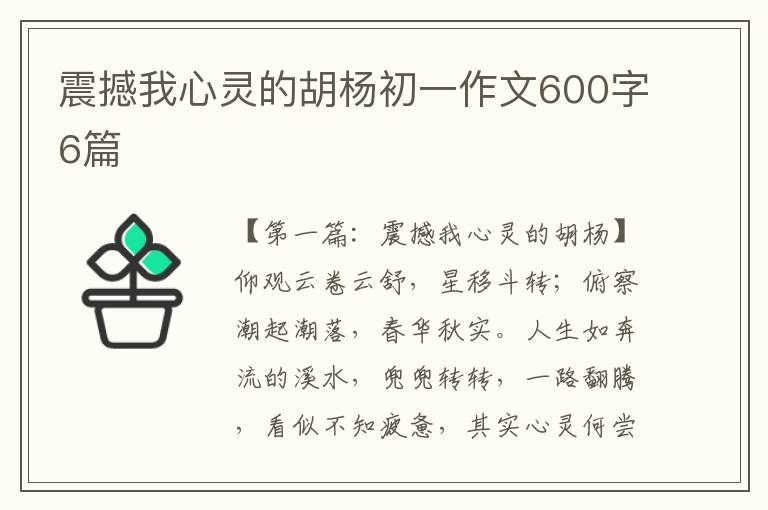 震撼我心灵的胡杨初一作文600字6篇