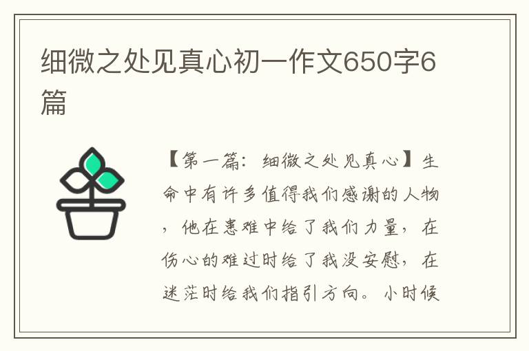 细微之处见真心初一作文650字6篇