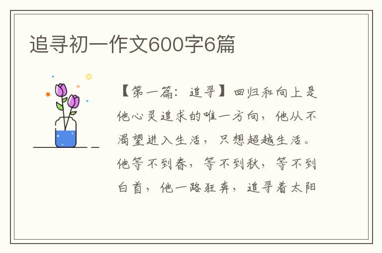 追寻初一作文600字6篇