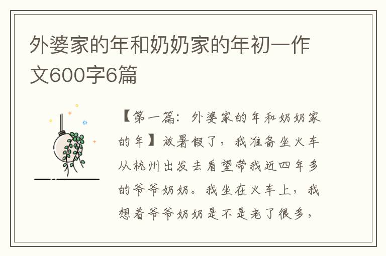 外婆家的年和奶奶家的年初一作文600字6篇