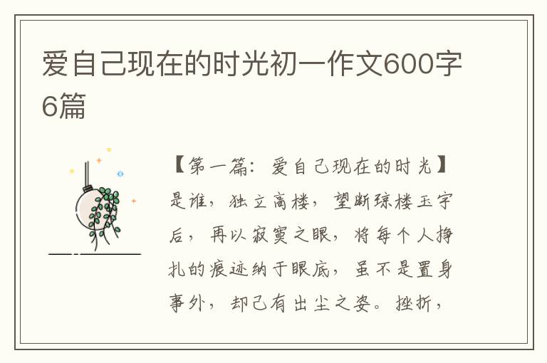 爱自己现在的时光初一作文600字6篇