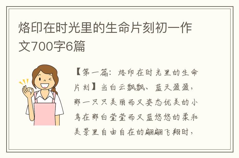 烙印在时光里的生命片刻初一作文700字6篇