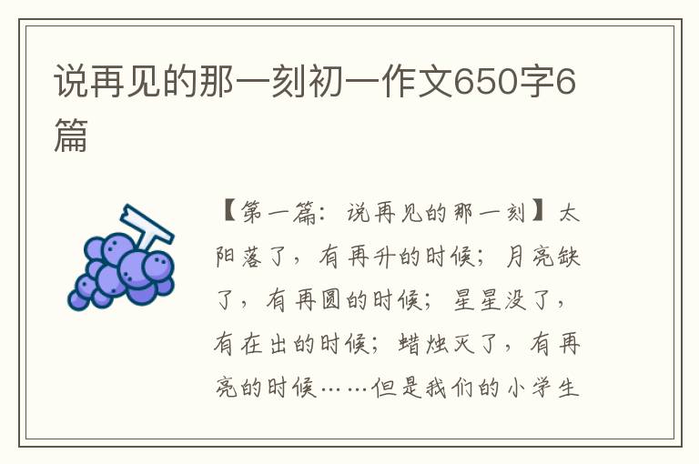 说再见的那一刻初一作文650字6篇