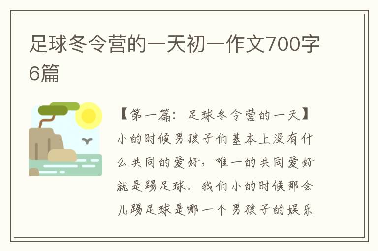 足球冬令营的一天初一作文700字6篇