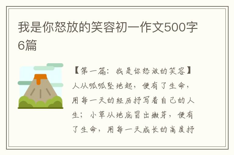 我是你怒放的笑容初一作文500字6篇